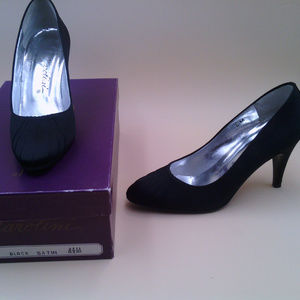 Vintage Garolini Black Satin Pumps